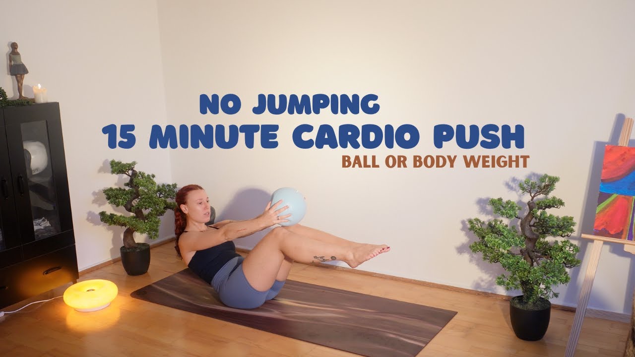 15 Minute Cardio & Energy Boost // No Jumping // Ball