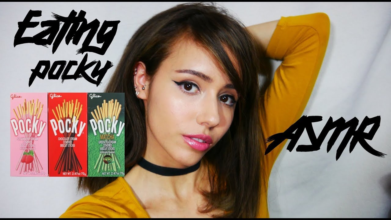 ASMR eating pocky sticks and mouth sounds ( ◞･౪･)