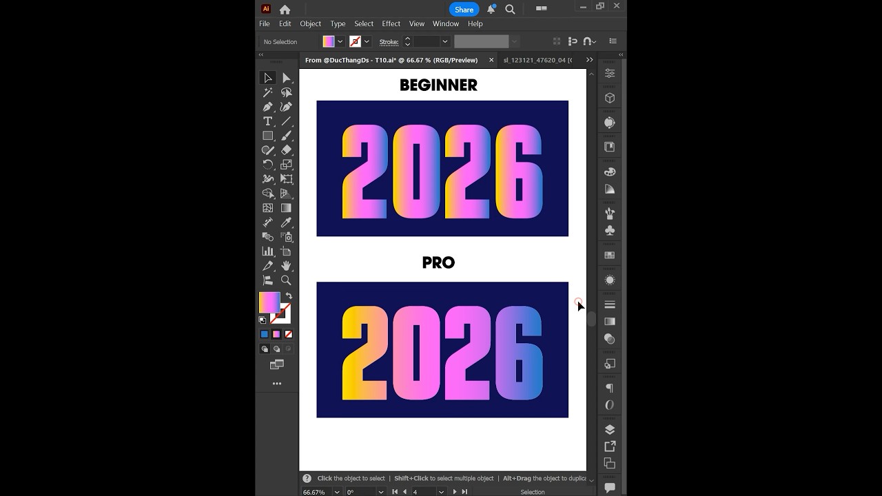 Adobe Illustrator 2025 &mdash; советы по раскрашиванию текста с помощью градиентных эффектов #ducthangds