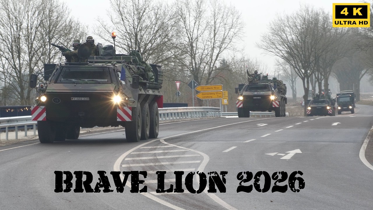 Bundeswehr Manöver Brave Lion 2026 Panzerbrigade 12,  Straßenmarsch TPz Fuchs, Kran FKL, Logistik