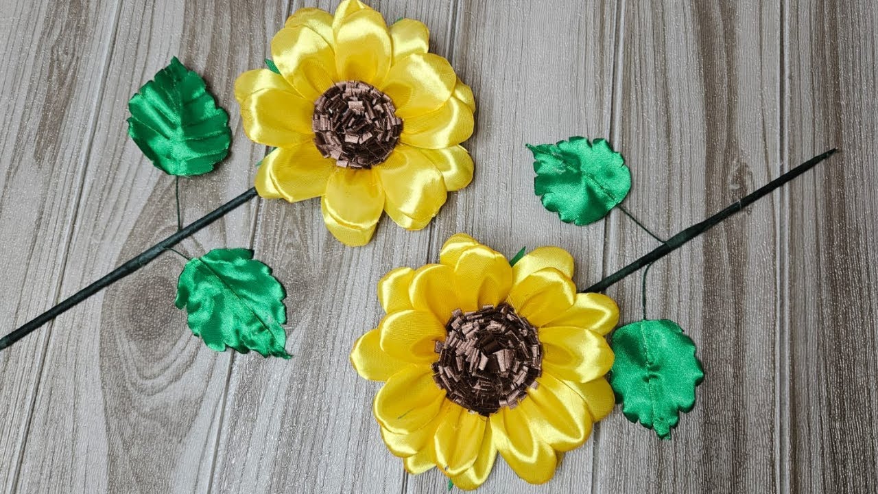 Amazing! Satin Ribbon Sunflower Making l DIY - Sunflower Making l How To Make Satin Ribbon Sunflower