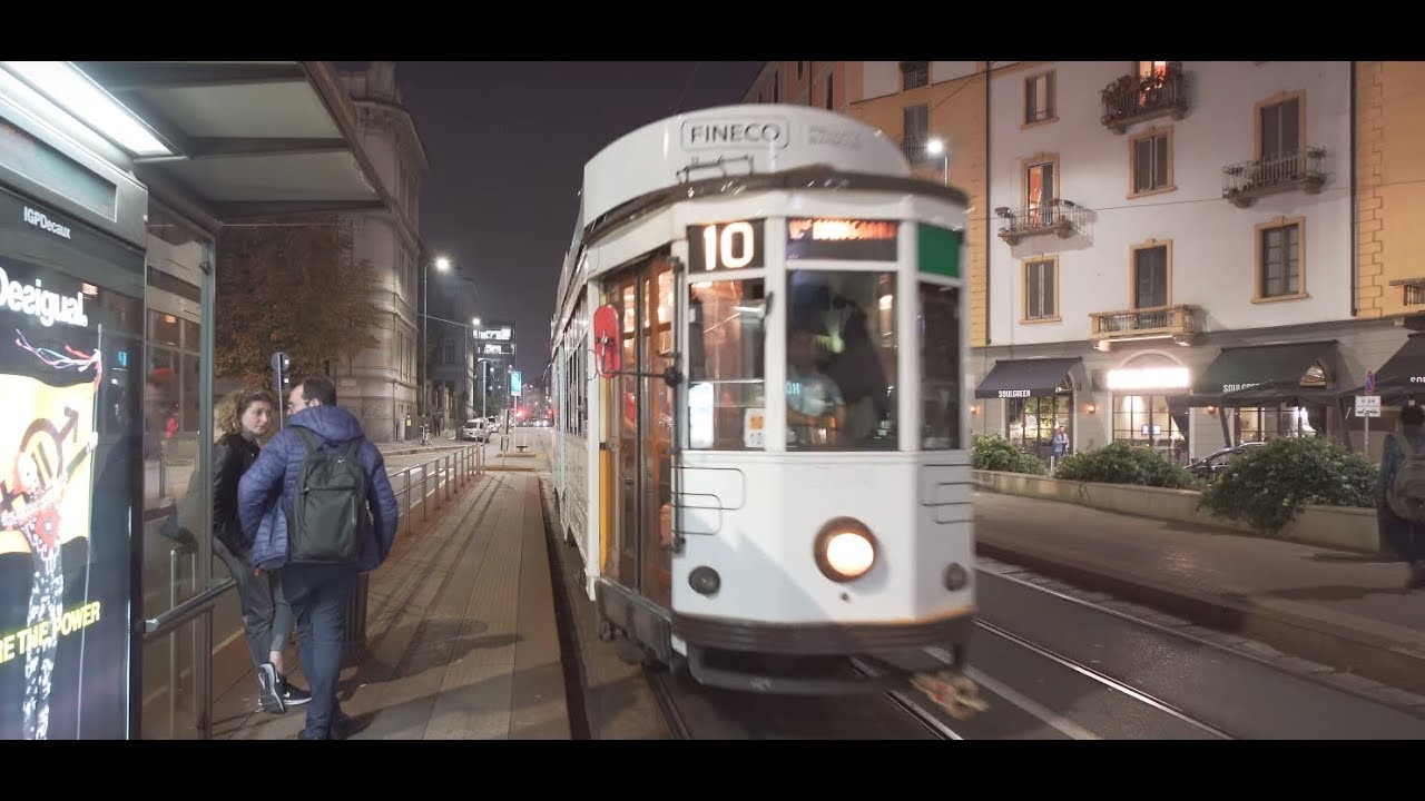 Italy, Milan, tram 10 night ride from ple principessa clotilde osp fatebenefratelli to