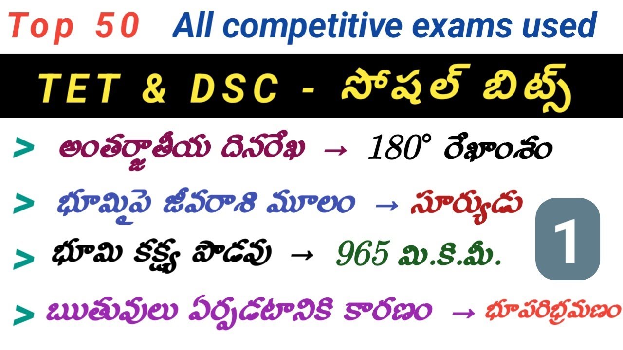 Social Studies 50 Bits with Answers | GK MCQs for Competitive Exams | APPSC | SSC | RRB | UPSC