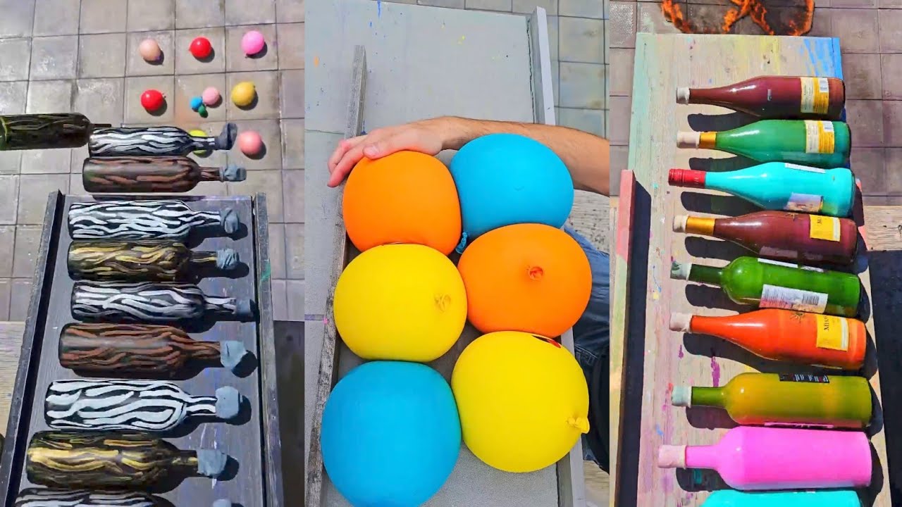 Glass Bottles | Breaking glass bottles 1 hour | Smash things