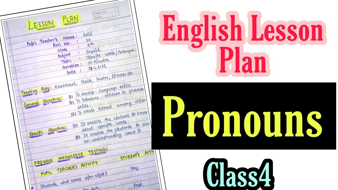 English Lesson Plan for Jbt/D.el.ed-- Pronouns -- Class4 || Lesson Plan 17 || An aspirant!