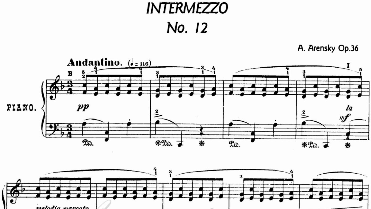 Аренский -   Intermezzo фа минор (Arensky Op. 36 No.12 Intermezzo In F Minor)