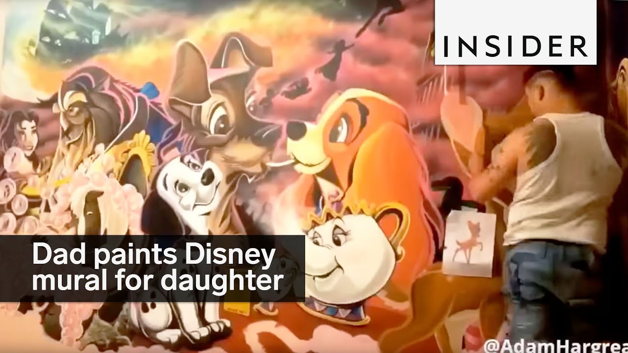 This dad painted a giant Disney mural for his daughter