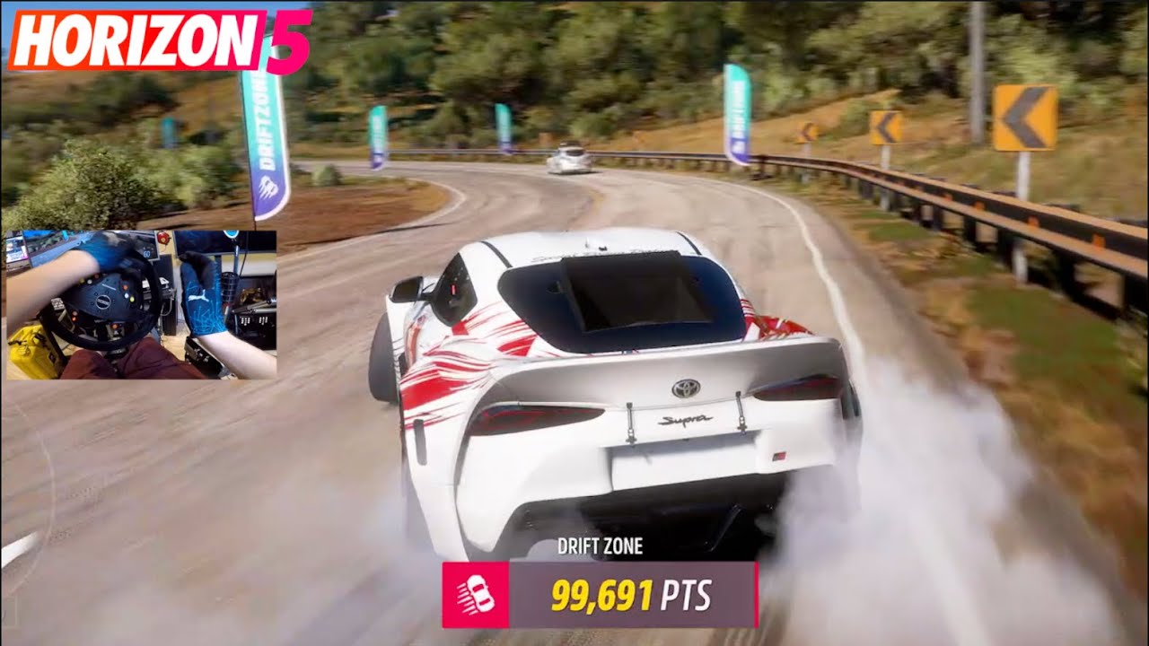 Forza Horizon 5 w/Wheel - 900° DRIFT Zone Challenge vs NEW FD 1400hp Supra!