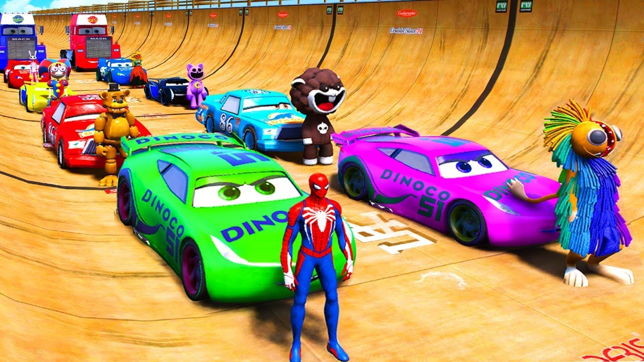 GTA V GAMEPLAY: Spider-Man 2, FNAF, Digital Circus, Poppy Playtime Join in the Epic New Stunt Racing