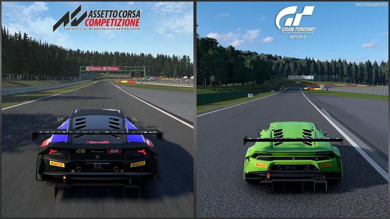 Assetto Corsa Competizione vs Gran Turismo Sport - Lamborghini Huracan GT3 '15 at SPA Comparison