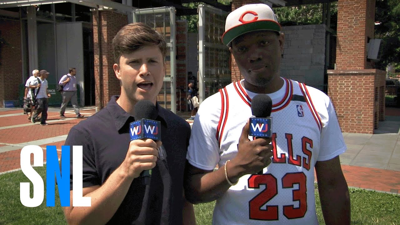 Colin Jost and Michael Che Chat With Bernie Supporters at the DNC