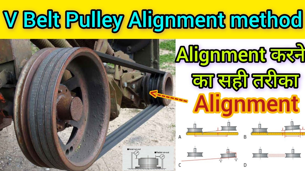 V Belt Pulley Alignment method | Belt Pulley Alignment कैसे करते हैं | pulley install and alignment