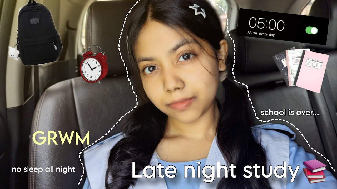 Видеоблог о ночных занятиях 📚⏰ | GRWM: подготовка к школе, к экзаменам, НИКАКОГО СНА 🎗️