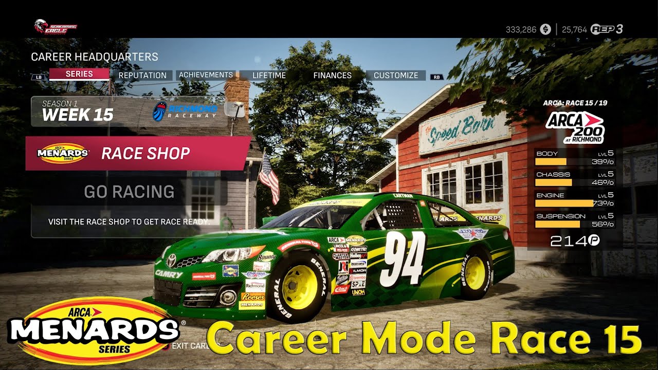 Nascar 25 Career Mode- Arca Season 1 Race 15 - Richmond! (100% Length & 100% Difficulty)