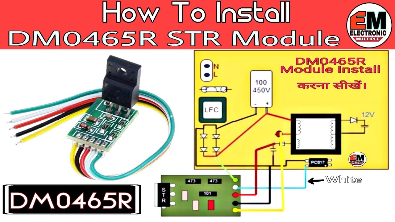 How to install DM0465R STR module in Led & CRT colour Tv power supply, CA-888को कैसे लगाए। हिंदी में