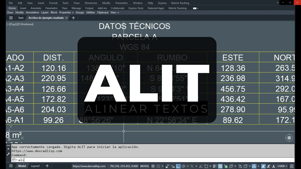 Comando ALIT: Rutina Lisp para alinear varios textos tomando como base el primero seleccionado