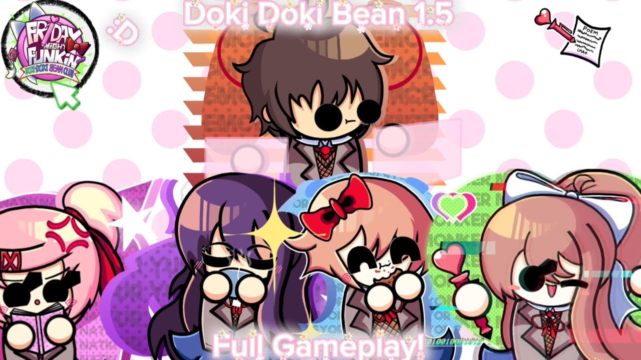 FNF-Doki Doki Bean Club-New Uptade (1.5) Full Gameplay! (120FPS)