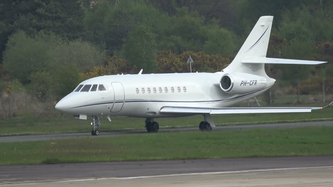 FALCON 2000 PH-CFR LANDING AND DEPARTING AT FARNBOROUGH /EGLF 04052023