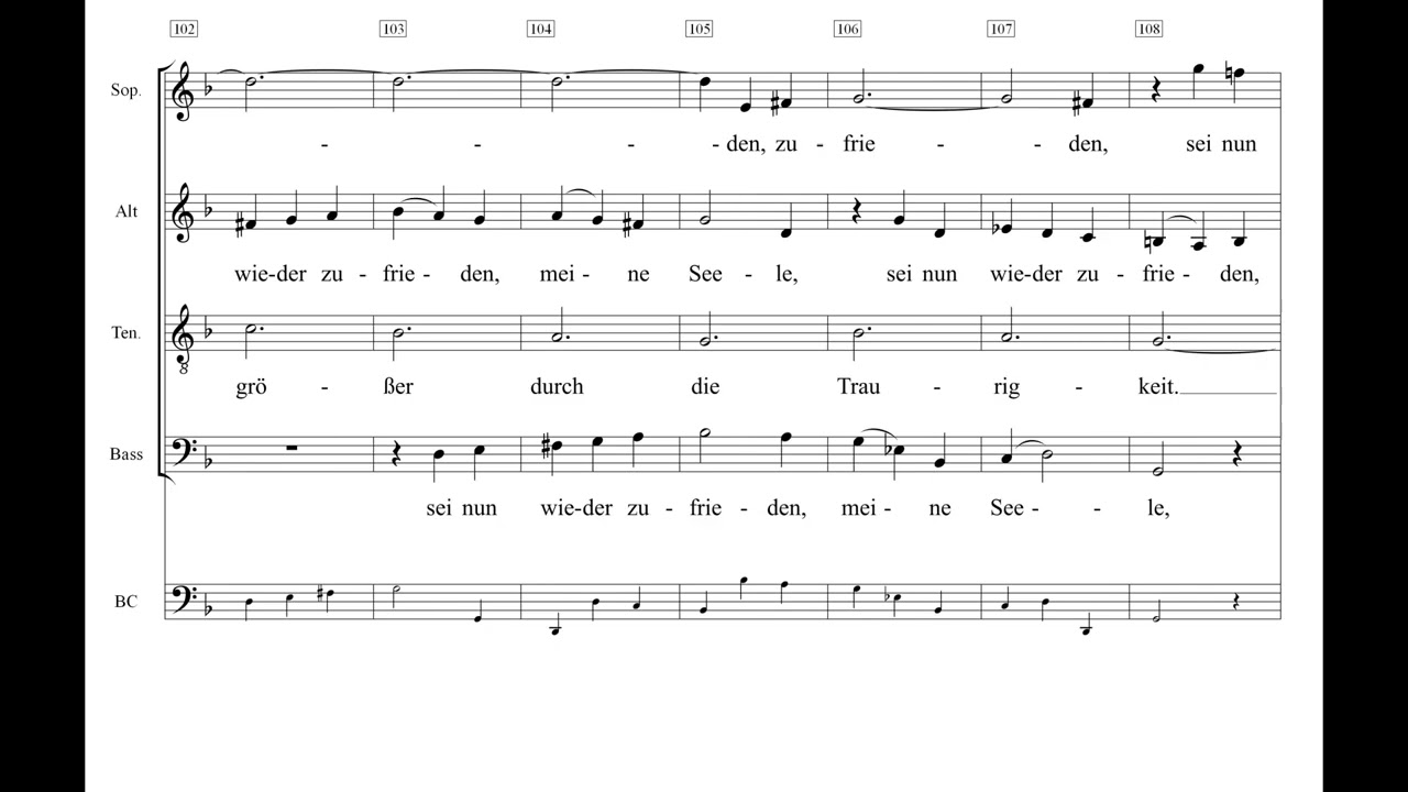 Ich hatte viel Bekümmernis BWV 21 Nr. 9 Sei nun wieder zufrieden Einstudierung Alt