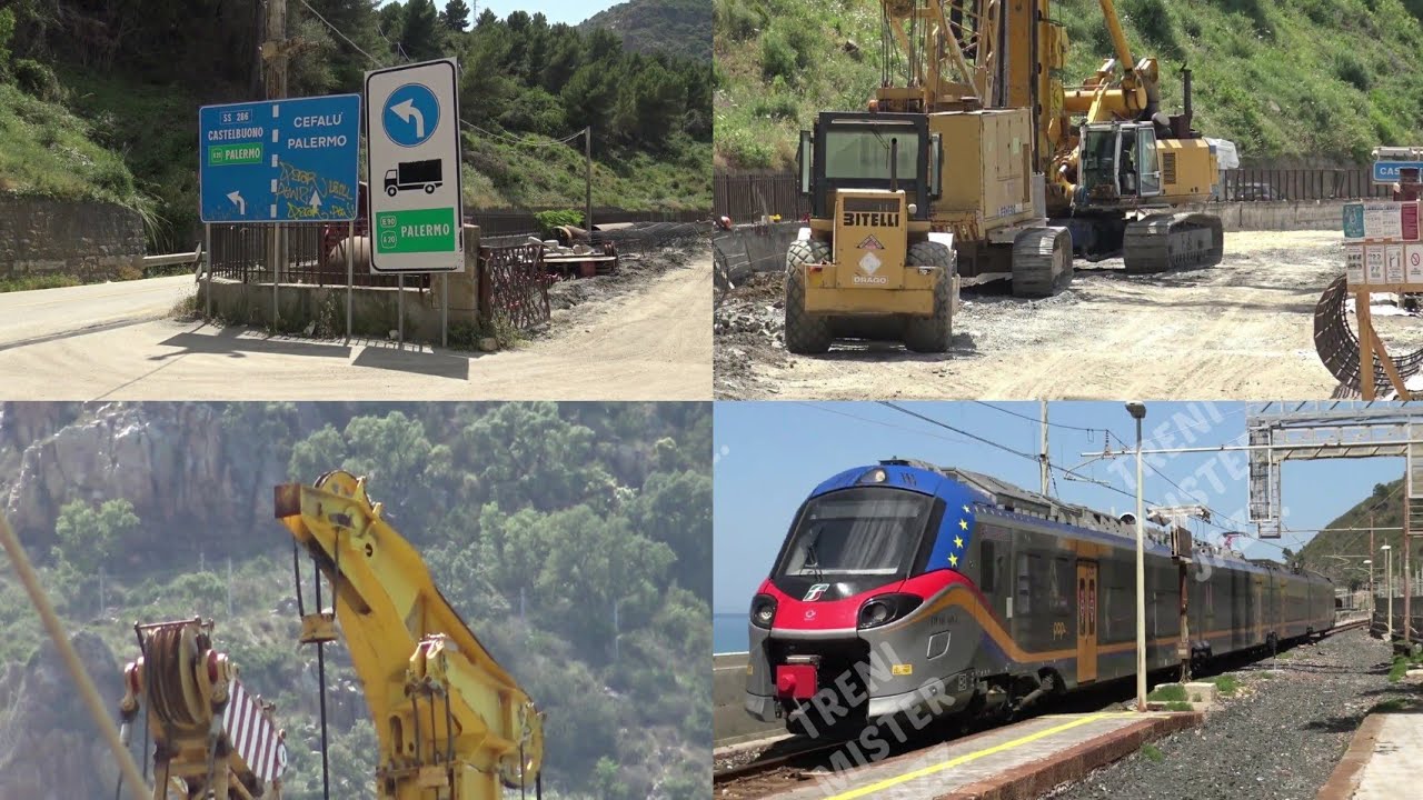 Transiti e grandi lavori nella stazione di Castelbuono.Variante di tracciato.