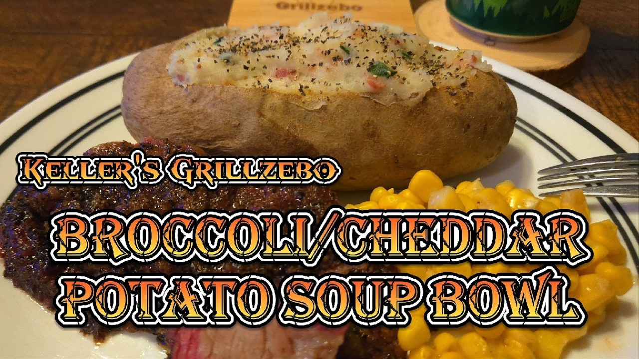 Cheddar Broccoli Soup Potato Bowls #kellersgrillzebo broccoli #cheddar #soup #bowls #bakedpotato