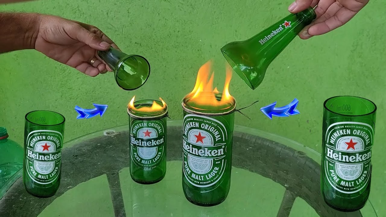 revolucione a melhor  ideia de como cortar garrafa de vidro com arame e fogo muito simples e rápida
