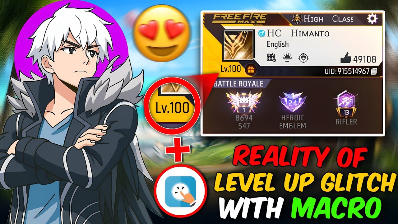 Free Fire Level Up Glitch🤯 I Tried Macro LEVEL UP Glitch In Free Fire😲Touch Macro Reality🤬
