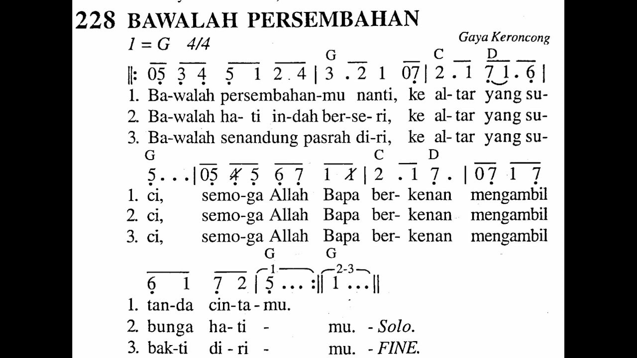 BAWALAH PERSEMBAHAN | Madah Bakti No. 228