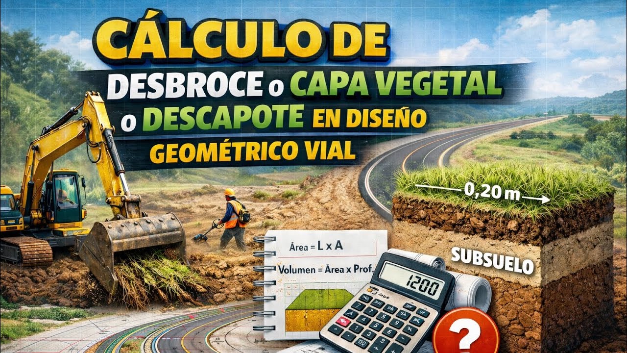 CÁLCULO DE DESBROCE - CAPA VEGETAL - DESCAPOTE EN UN DISEÑO GEOMÉTRICO VIAL 🧑‍💻