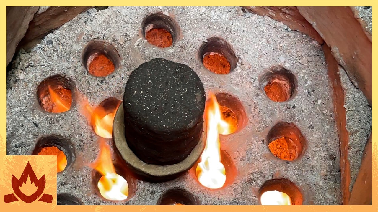 Primitive Technology: Grate furnace, wood fired smelting experiment