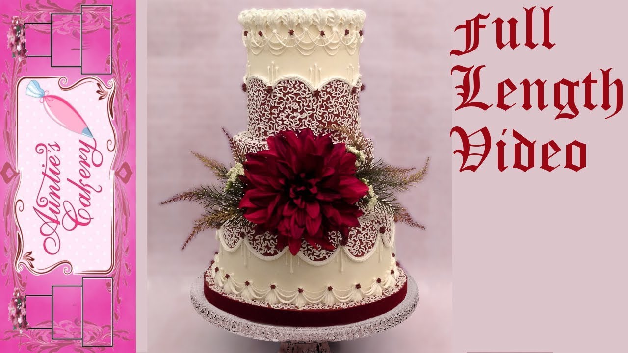 Full length Cornelli Lace Wedding Cake tutorial