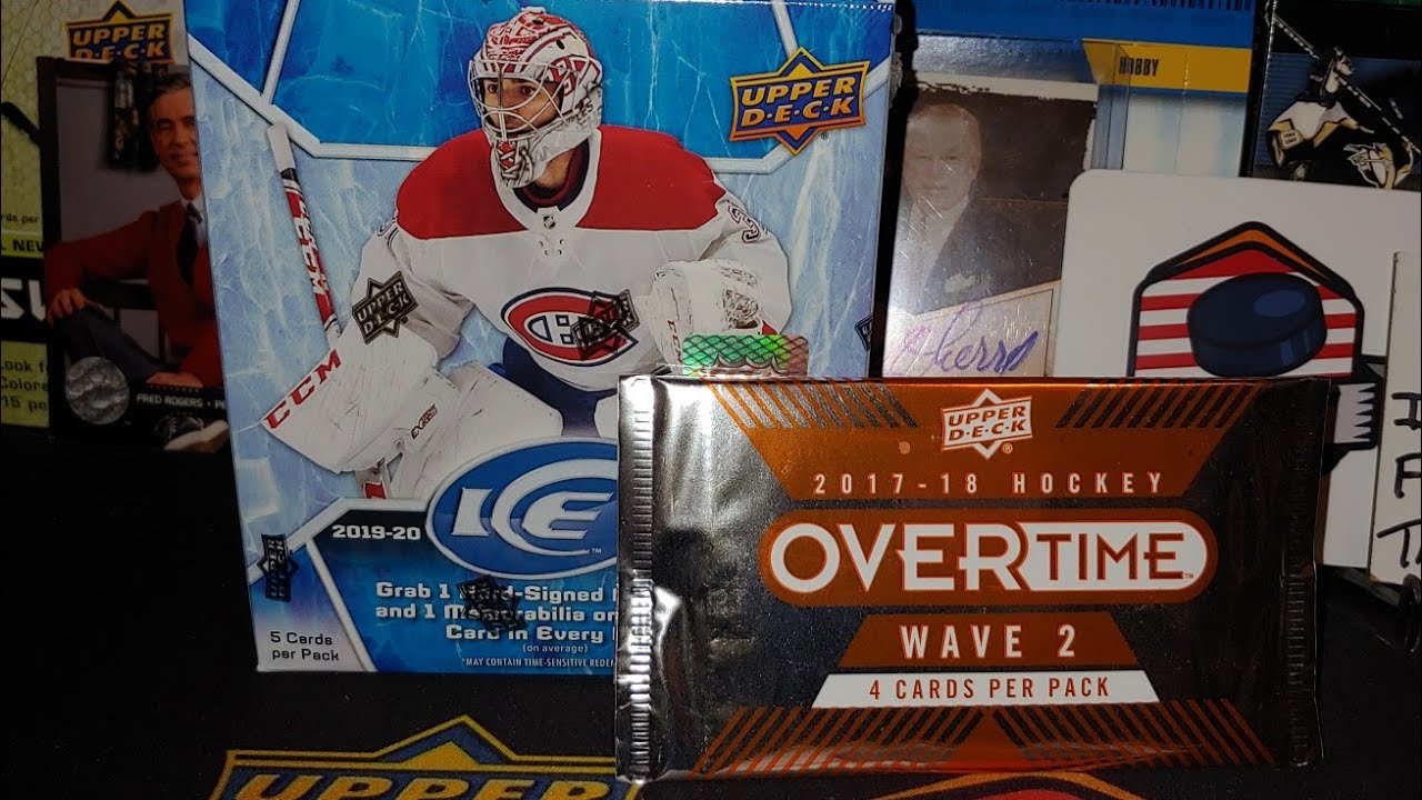 Opening a hot box of 2019-20 Upper-deck Ice hockey card box
