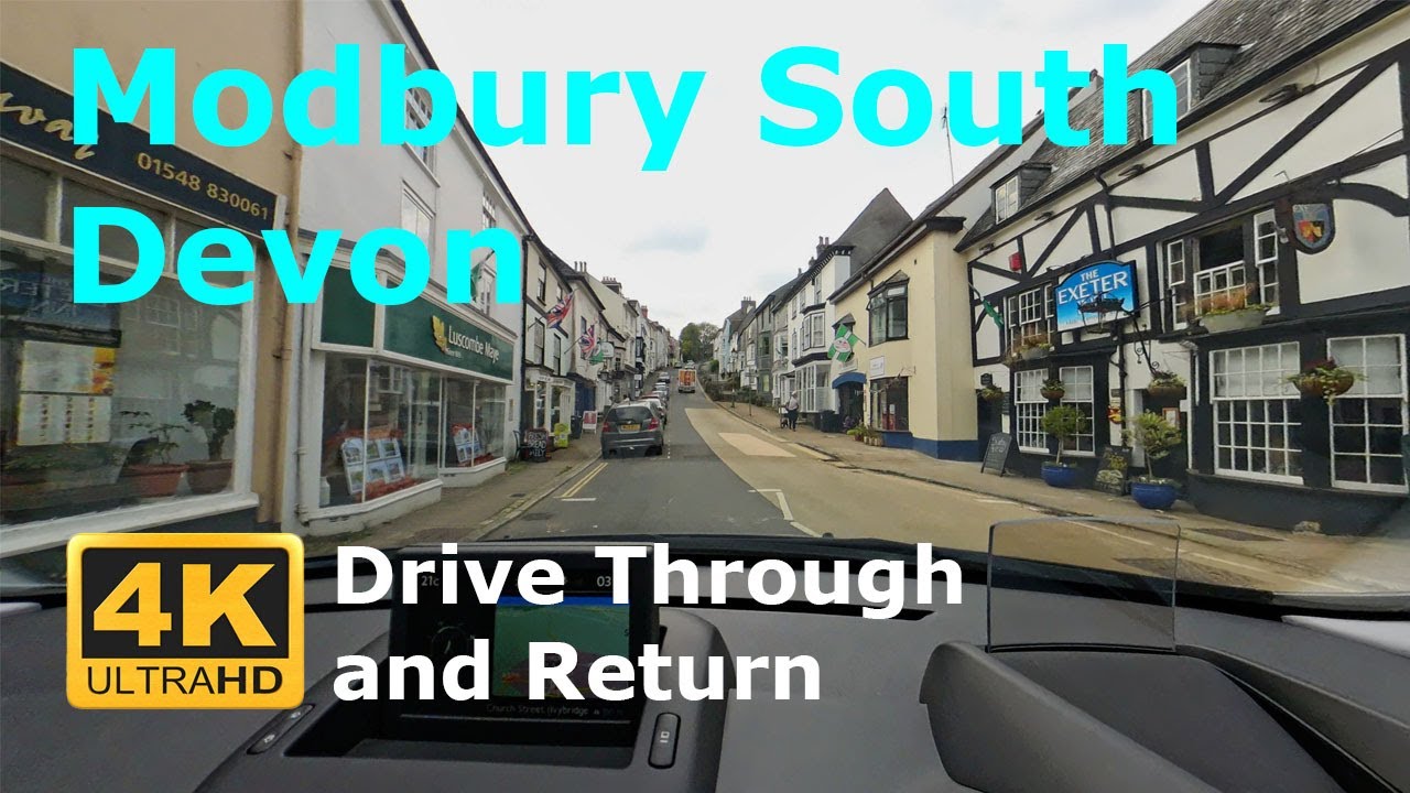 Driving through the market town of Modbury in the South Hams of Devon.