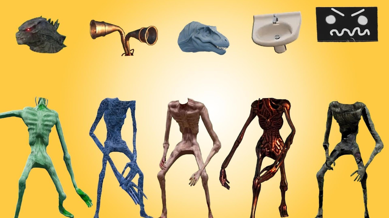 WRONG HEADS, TV FLAT, SIREN HEAD SINK, SIREN TREX, SIREN HEAD GODZILLA, SIREN HEAD PIPE