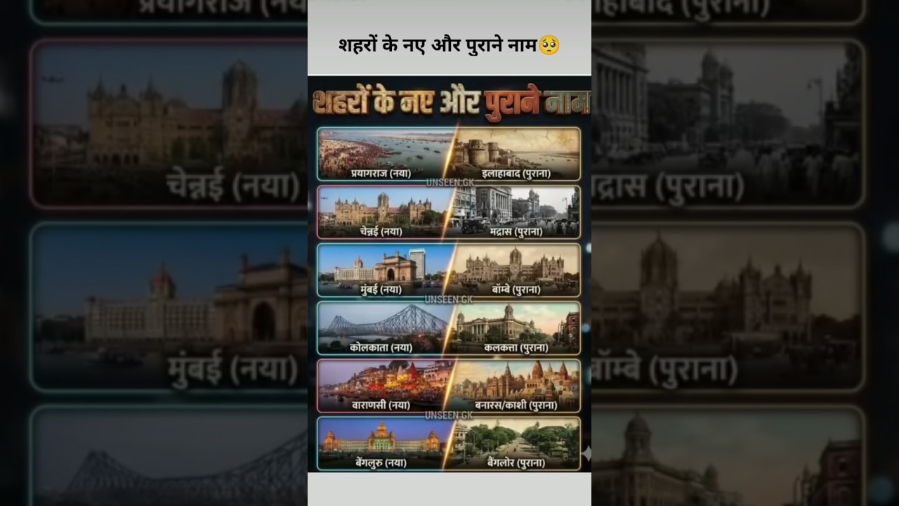 शहर के नए व पुराने नाम✅