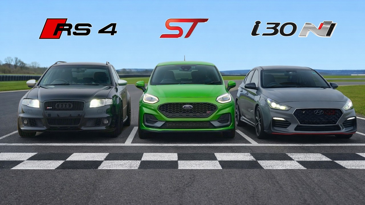 V8 RS4 vs Fiesta ST vs i30N: Track Battle