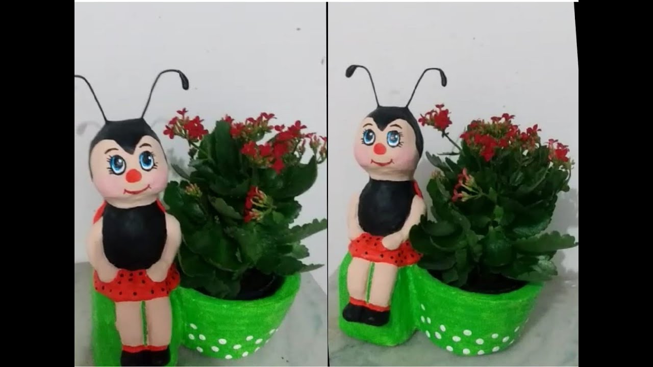 Vaso joaninha de cimento