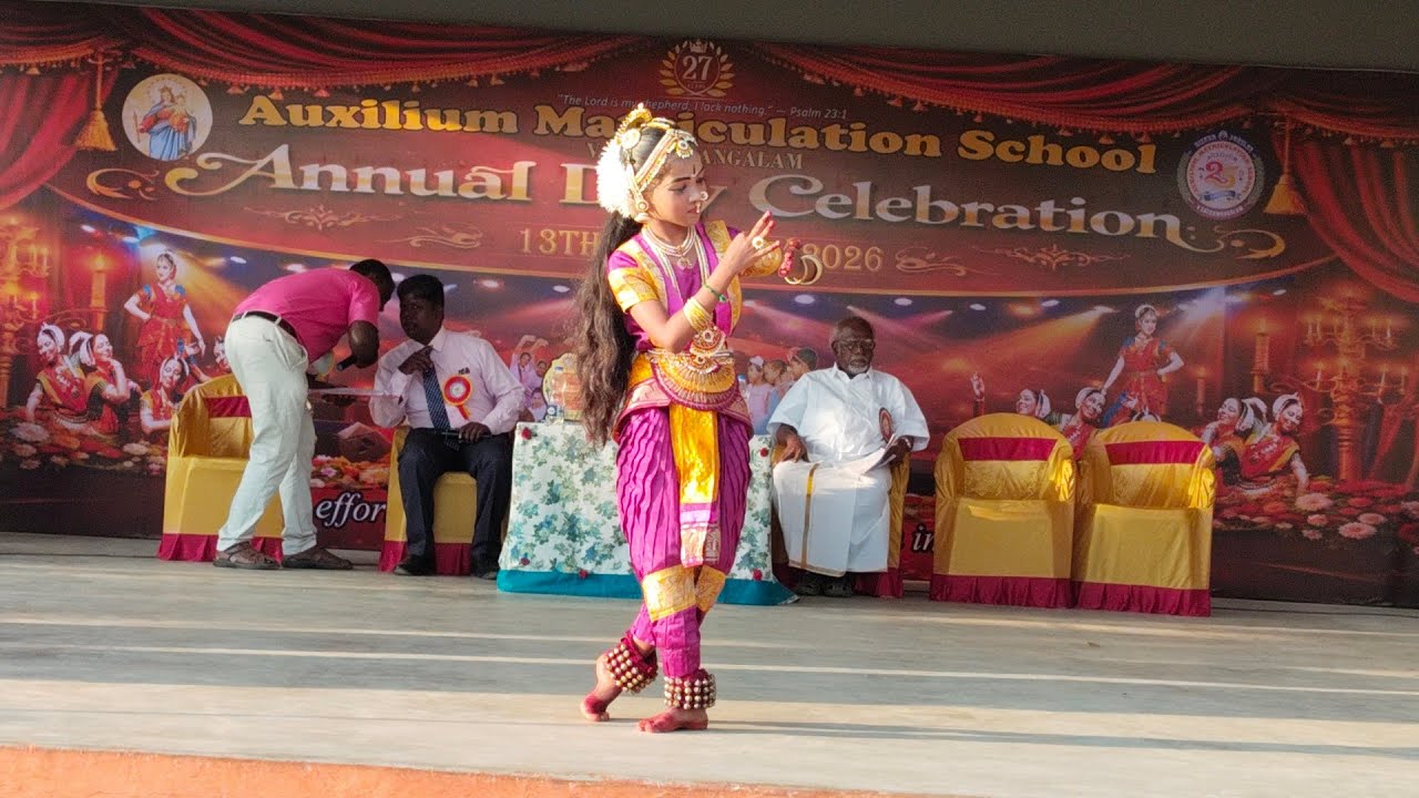 Classical Prayer Dance | Bharatanatyam by Arthi 5th Standard | School Cultural Event