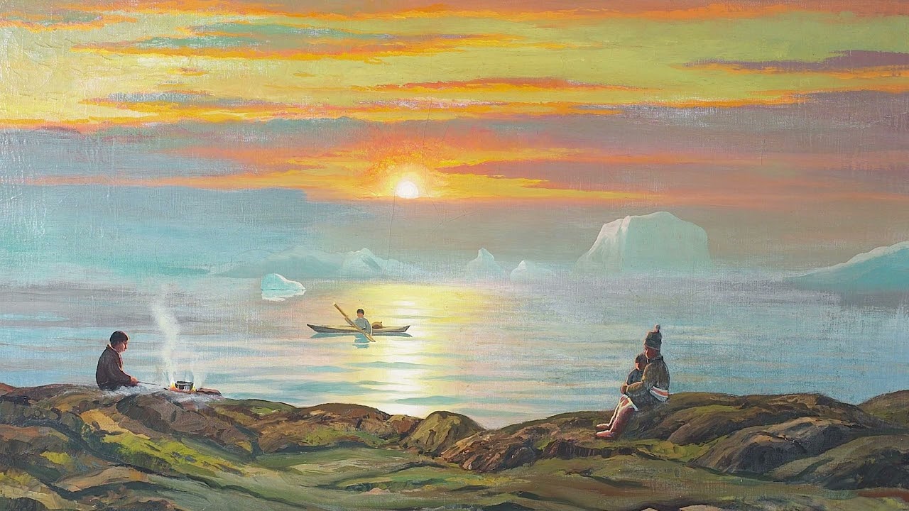 Greenland Coastal View with Kayak | Inuit Figures by the Sea | 2 Hours Arctic Art (4K)