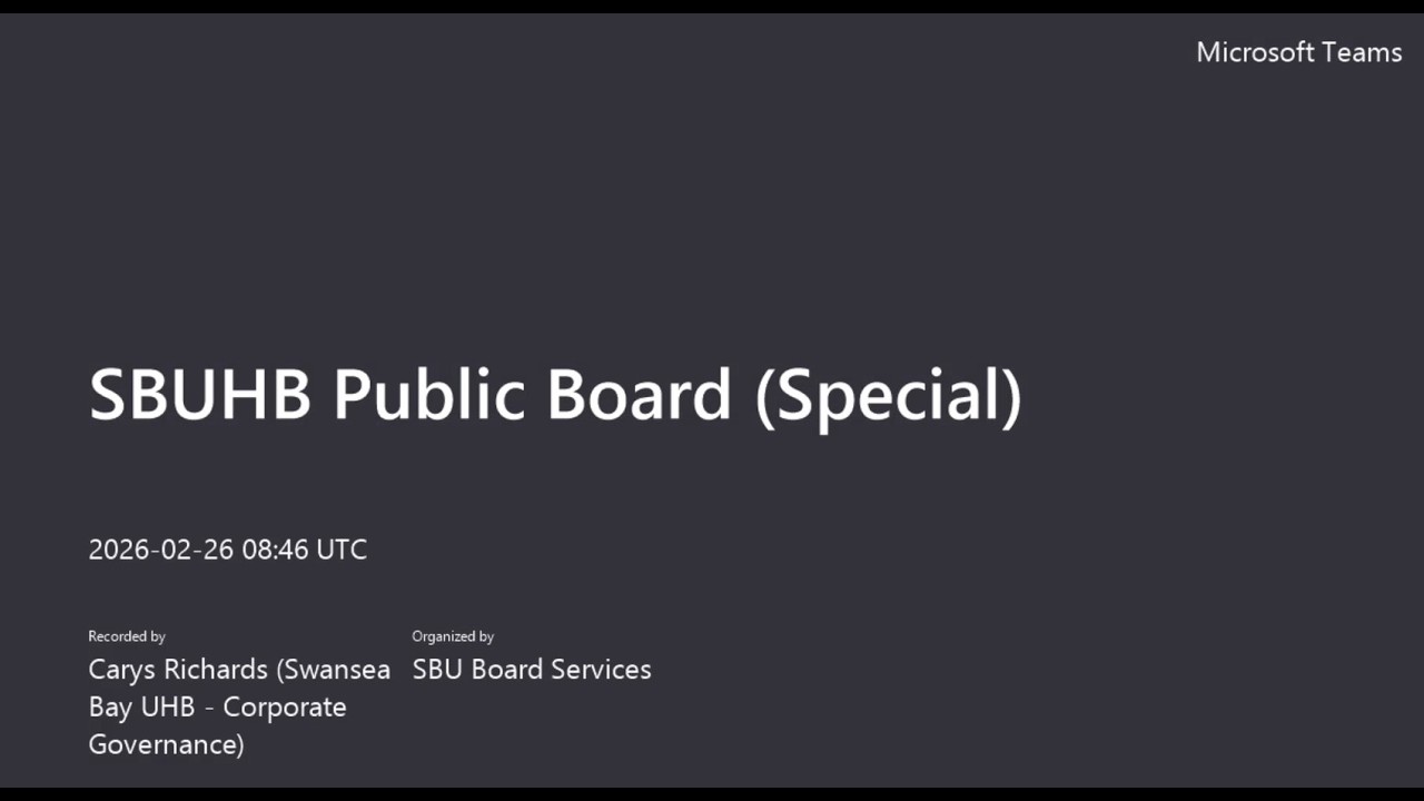 Special Health Board Meeting - Thursday 26th February 2026