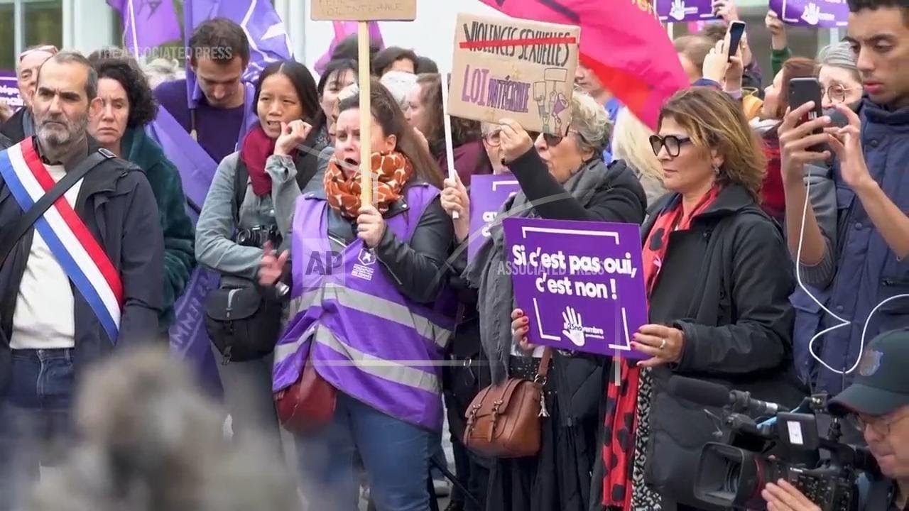 Protesters take to streets of Paris against sexual violence in light of Pelicot court case