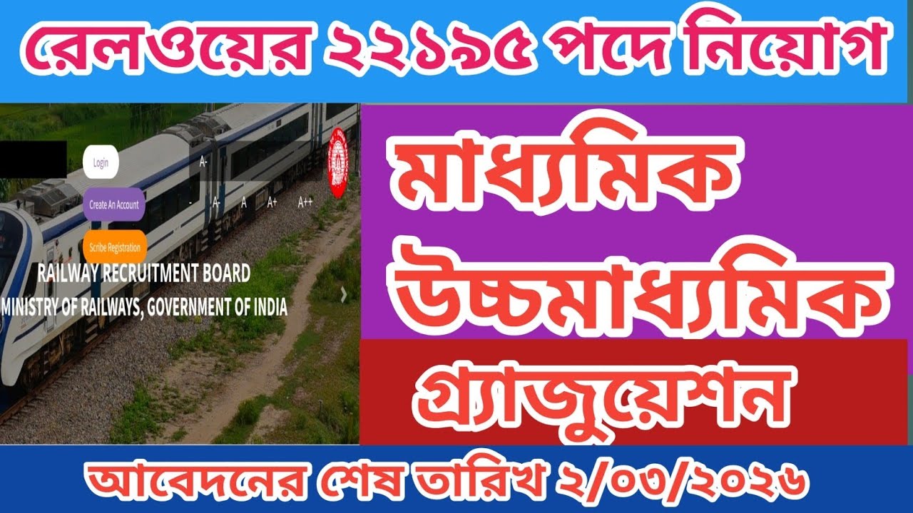 রেলে 22195 বিভিন্ন পদে বিরাট নিয়োগ । Rrrb railway recruitment post 22195🔥