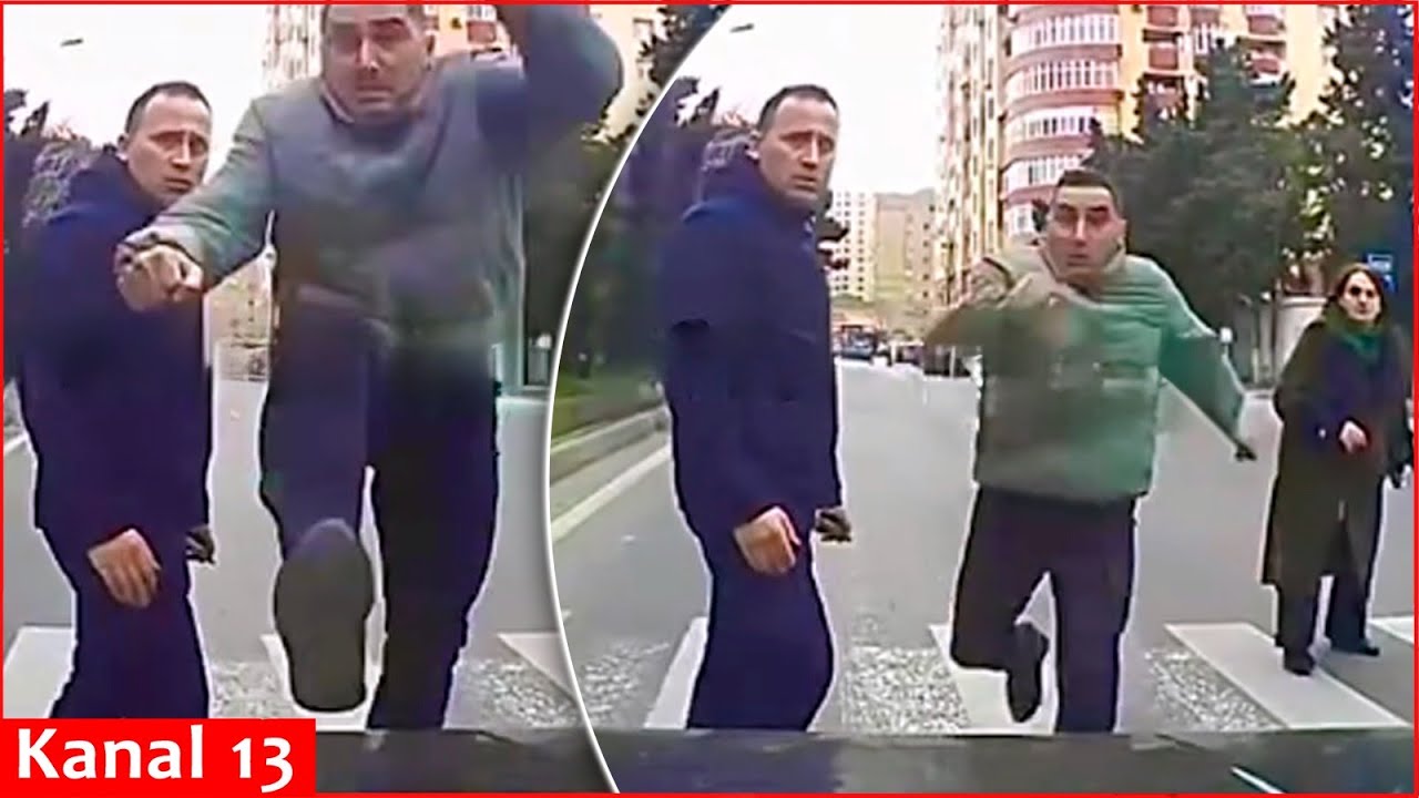 Bakıda bu da OLDU: Əsəbləşən piyada MAŞININ &Uuml;ST&Uuml;NƏ T&Uuml;LLANDI: ANBAAN VİDEO