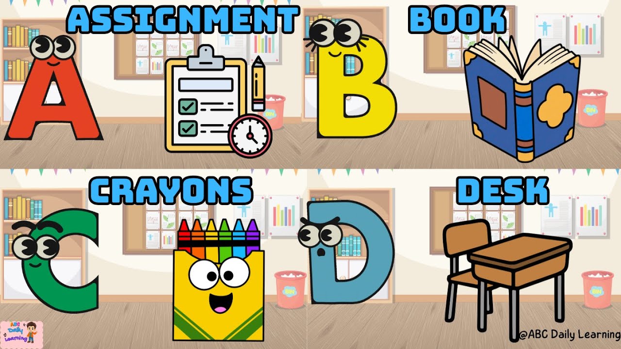 Discover the Alphabet with the Help of School Supplies  Learn the ABCs with School Supplies