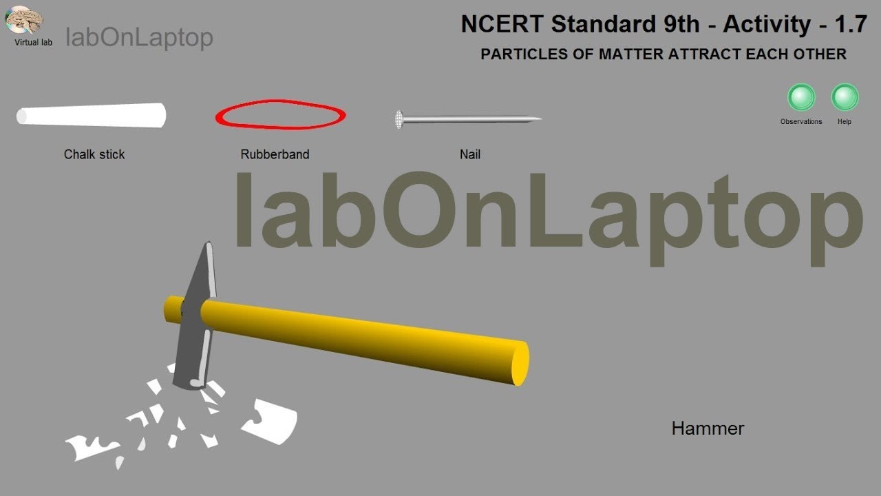 NCERT Class 9th - Activity 1.7 | Particles of Matter Attract each other | labOnLaptop | Virtual Lab