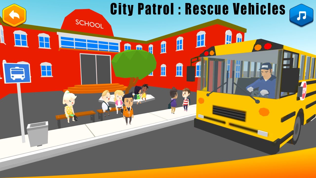 Roaming School Bus in City Patrol Rescue Vehicles Gameplay #CarChase #PoliceChase #PoliceAction