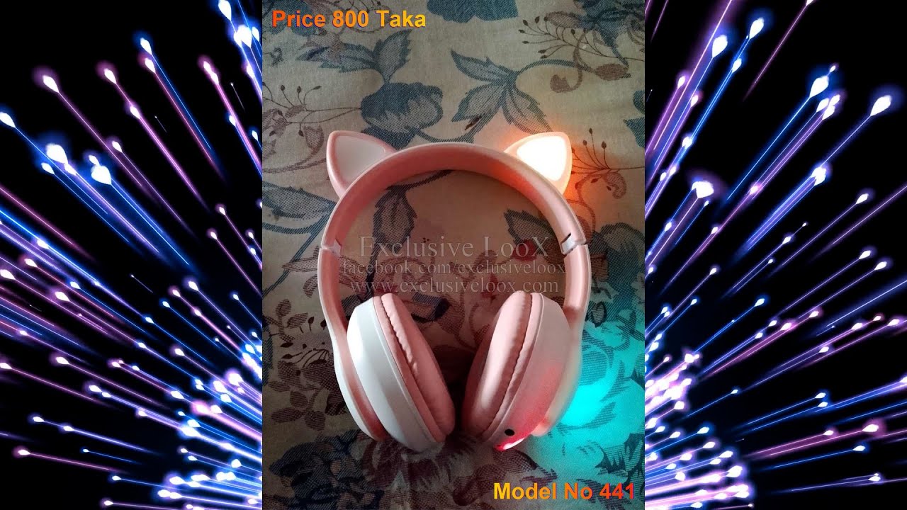 Cat STN-28 Wireless Headphones For Girls LED Glowing Light Sports and Gaming Headphone