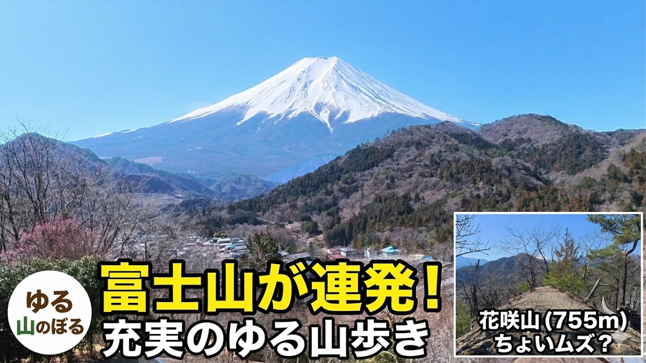 【富士山の絶景を独り占め！】 ちょいムズ花咲山・超イージーお伊勢山  大月エリアの穴場ルート縦走　2026/3/8