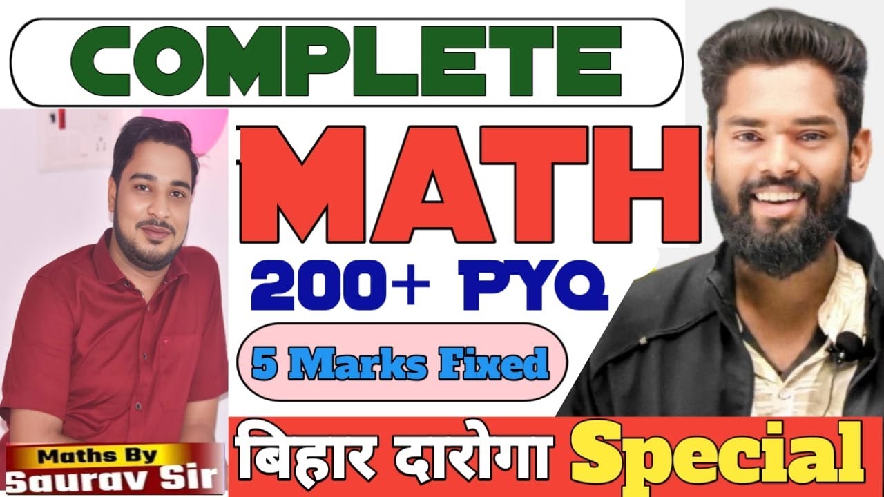 Complete Math PYQ For Bihar Daroga By- Saurav Sir  Bihar Daroga 1799 || Bihar Daroga 10 Day 10 Class