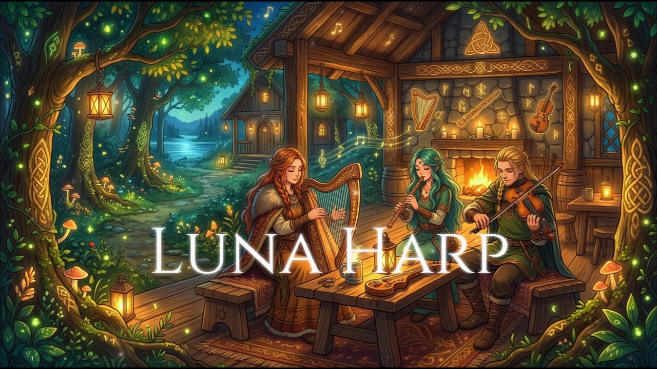 LunaHarp Enchanted Forest 🌿 Celtic Fantasy Ambien– Harp, Flute & Violin for Sleep & Focus.